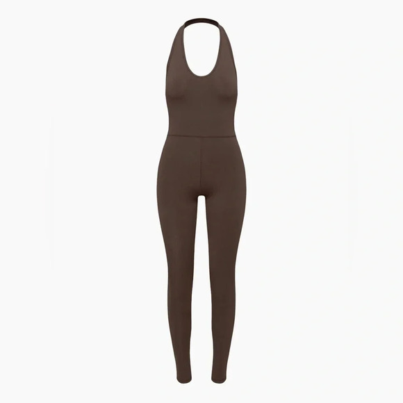 Wilfred Free Brown Caramel LOOK Halter Top Athletic Jumpsuit L - Picture 4 of 8